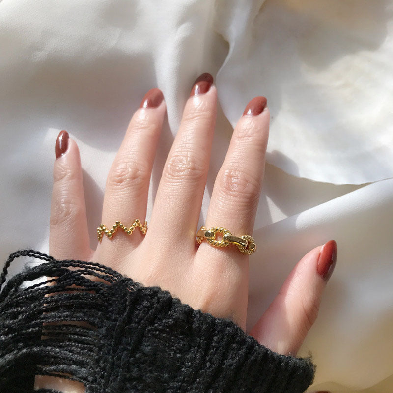 Womens Adjustable Geometric Copper Ring Korean Style Electroplated Knuckle Ring Festival Gift Packaging Gift Wrapped