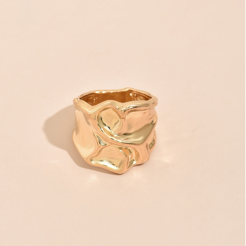 Geometric Alloy Ring European Style Electroplated Finish