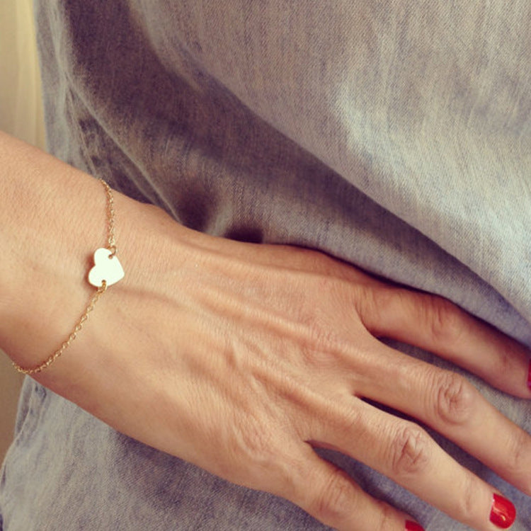 Gold Plated Heart Bracelet Simple Elegant Design Gift