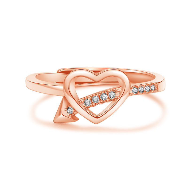 Heart Shaped Arrow Ring Korean Style Adjustable Jewelry