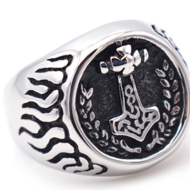 Unisex Ring Flame Wheat Goat Design Electroplated Alloy Bands for Men and Women Silver Tone Jewellery Statement