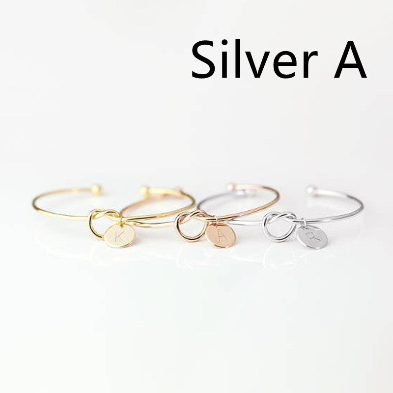 Womens Alloy Letter Bracelet Dead Knot Bangle Jewelry Gold