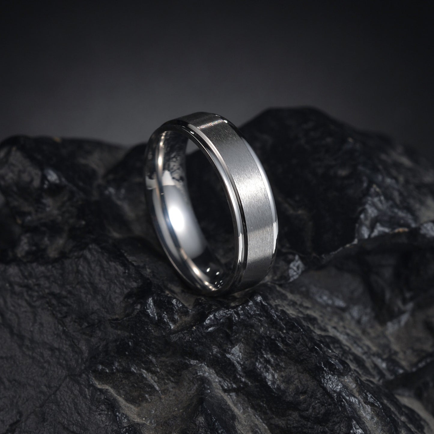 Titanium Steel Ring 6mm Wide Band Step Sand Surface Matte Finish Unisex European Design Ring For Men And Women