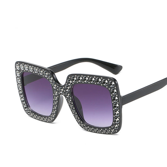 Womens Rhinestone Sunglasses Large Frame Fashion Sun Glasses Resin Lens PC Frame Summer Street Looks Pure Style