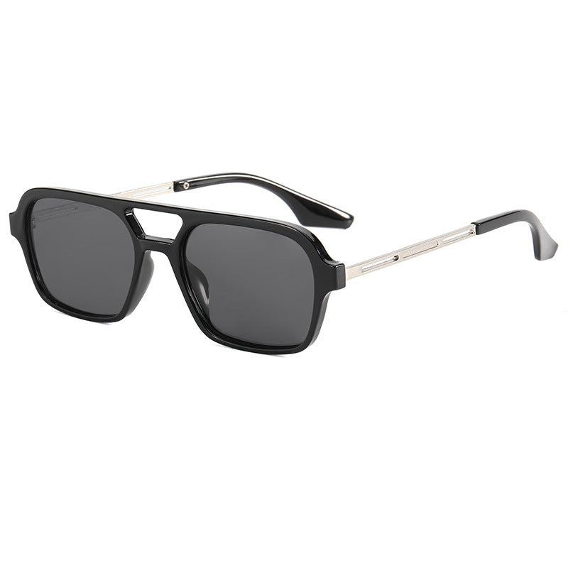 Square Sunglasses Retro Double Beam UV400 Travel Frame
