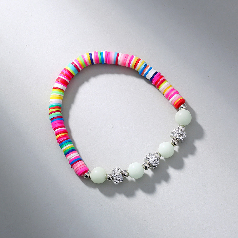 Womens Luminous Bead Bracelet Electroplated Ceramic Jewelry Glowing Soft Pottery Bracelet For Her European Lux