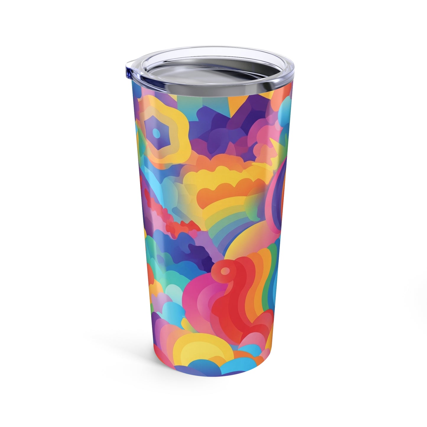 20 Oz Stainless Steel Tumbler With Double Wall Vacuum Insulation Spill Resistant Printed Design For Hot And Cold