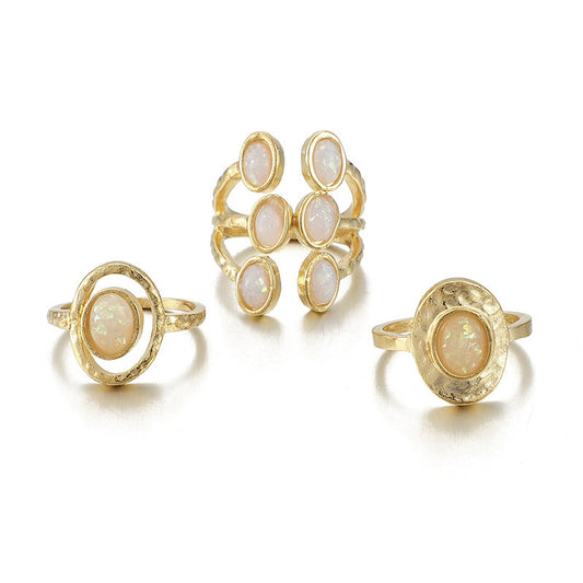 Womens Fashion Rings Set Three Piece Simple Geometric Alloy Rings Electroplated Finish Individually Packed Chic