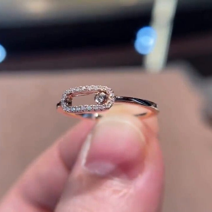 Women Open Mouth Adjustable Diamond Accent Ring Gold Copper