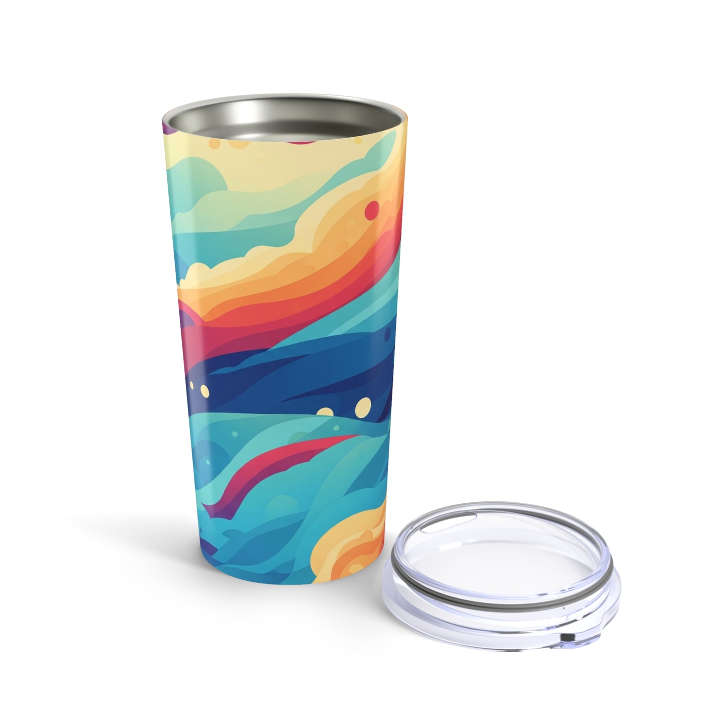 20oz Stainless Steel Tumbler With Double Wall Vacuum Insulation Spill Resistant Printed Design For Hot And Cold