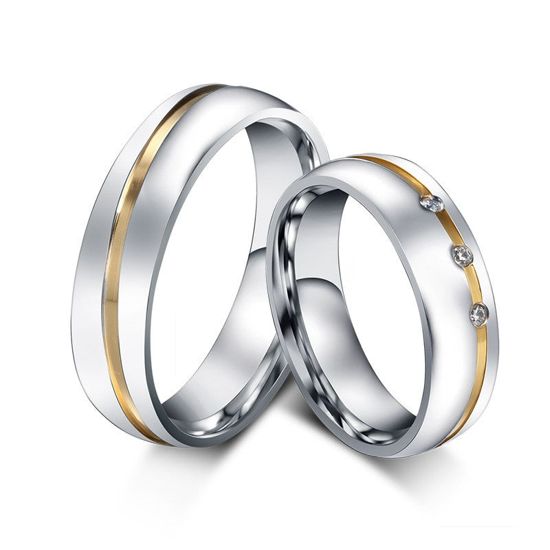 Stainless Steel Ring Set with Simulated Diamonds for Women