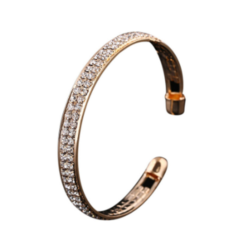 Geometric Alloy Bracelets For Women Diamond Inlay With Artificial Gems Accents European American Jewelry Gifts