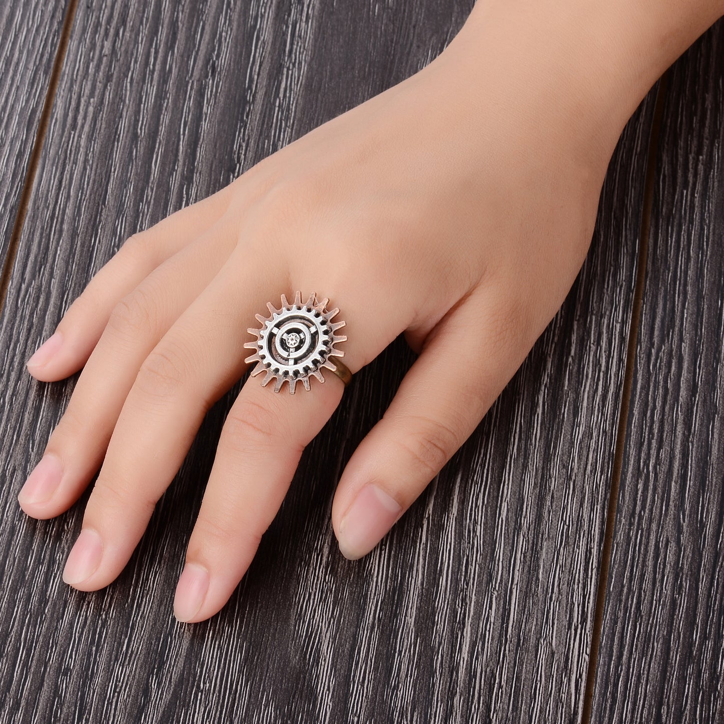 Steampunk Gear Ring Unique Three Ring Design Statement Jewelry For Men And Women Retro Alloy Fashion Ring Vintage