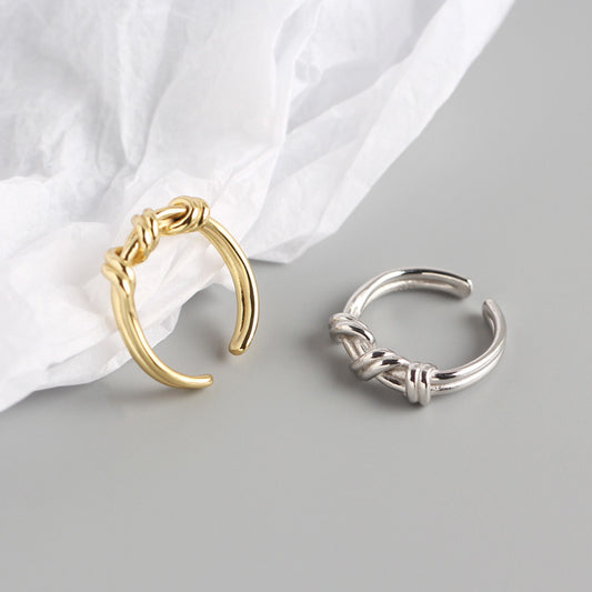 Silver Knotted Winding Ring Geometric Design Rings Individually Packed Birthday Gifts Korean Fashion Accessory