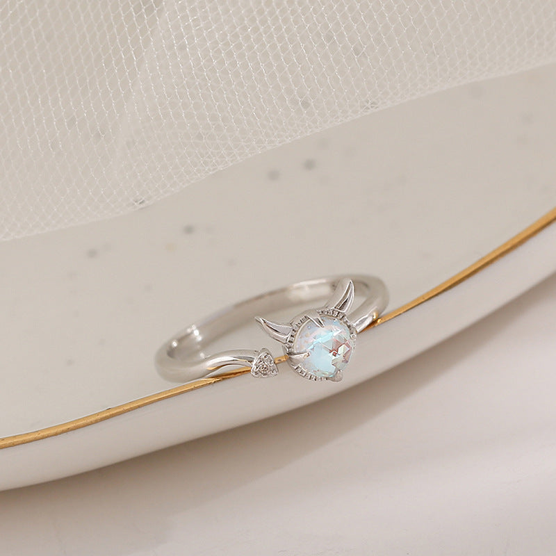 Womens Copper Ring Adjustable Korean Style Zircon Inlay Demon Ring Gifts Individually Packed Jewelry For Women