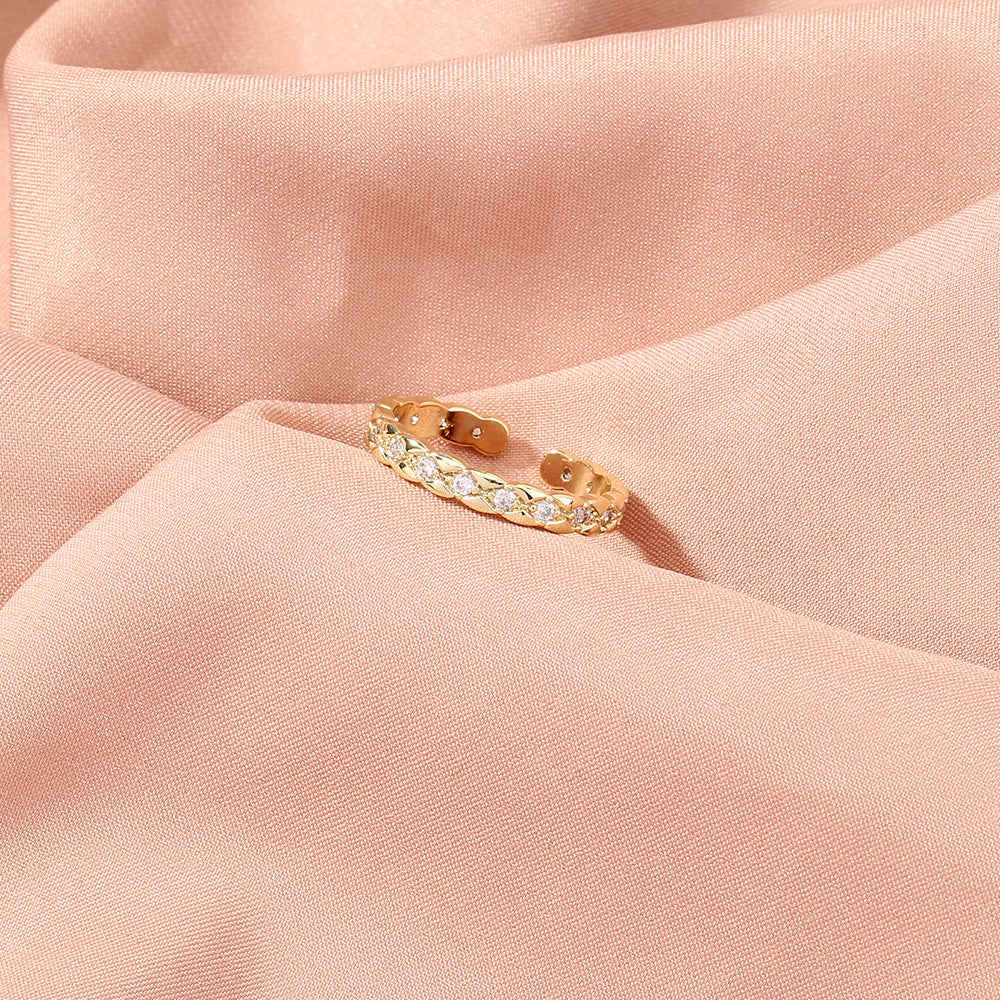 Copper Zircon Adjustable Ring For Women Trendy Fashion Jewelry Electroplated Elegant Accessory Elegant Everyday
