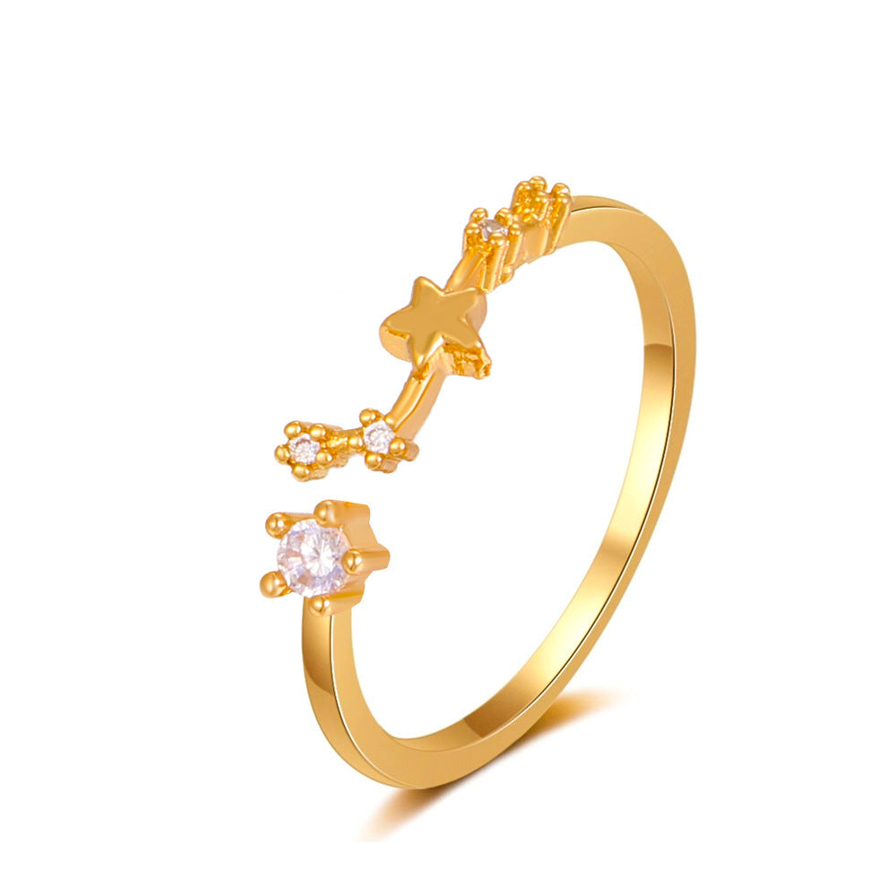 Copper Zircon Celestial Ring For Women Inlaid Constellation Astrology Jewelry Delicate Everyday Ring Gift Tips