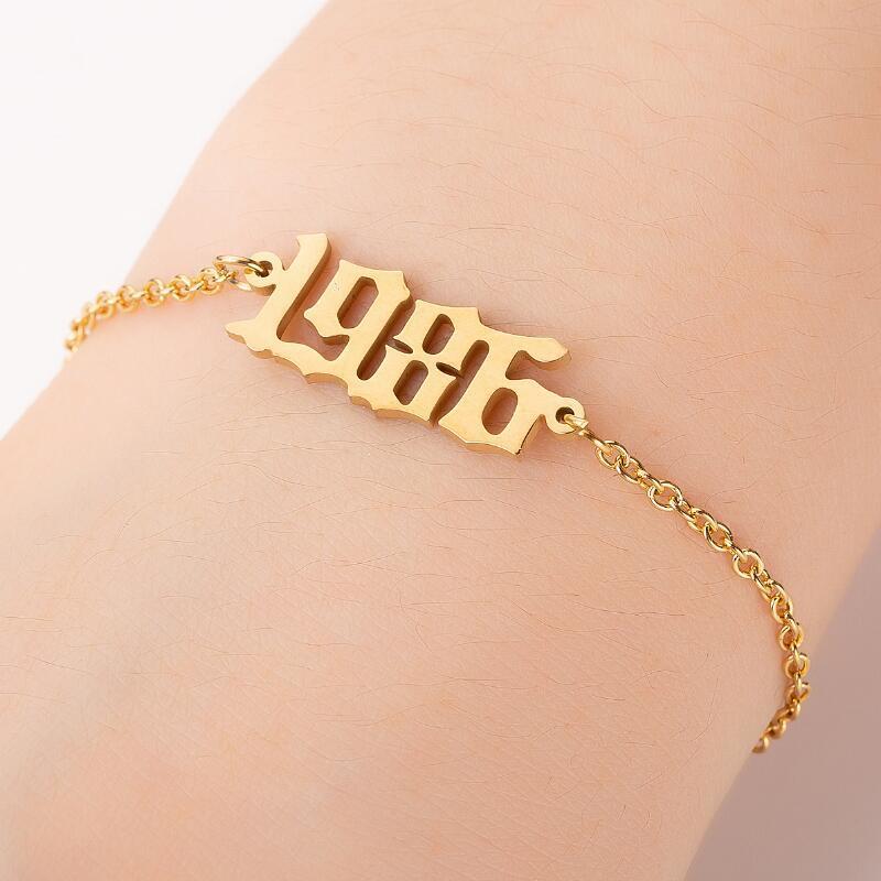 Womens Stainless Steel Bracelet Korean Fashion Design Natal Year Personalized Travel Souvenir Gift Gold Tone