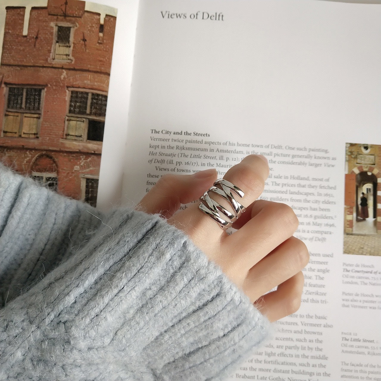 Unisex Geometric Joint Ring Silver Plated European American Design Fashion Statement Ring Vintage Knuckle Ring