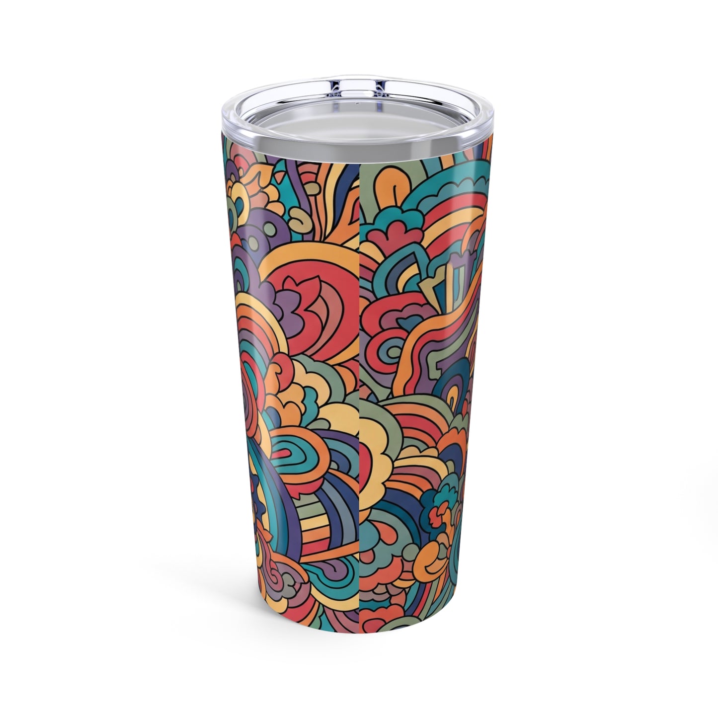 20 Oz Metal Tumbler With Printed Design Double Wall Vacuum Insulated Leak Proof Thermal Travel Coffee Mug For