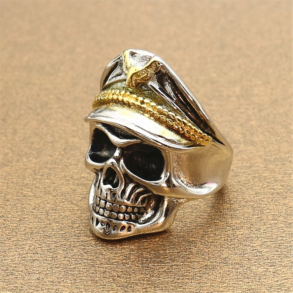 Copper Skull Ring With Korean Style Geometric Design Electroplated Inlay White Gold Gems Individually Packed Quality