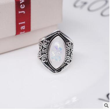 Women's Moonstone Silver Ring Retro Punk Exaggerated Hand Jewelry Statement Accessory Bold Fashion Retro Charm