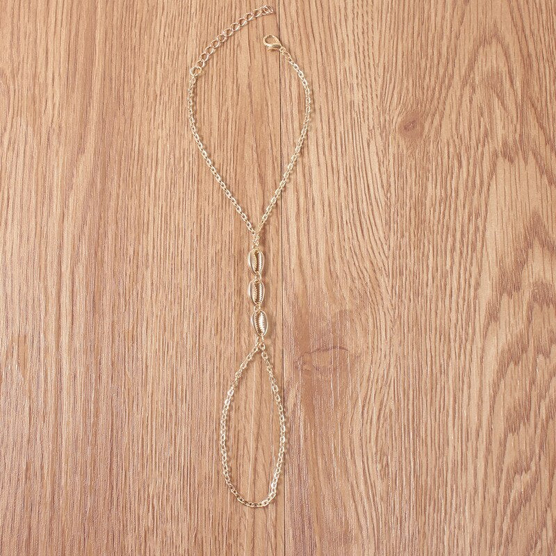 Seashell Double Finger Bracelet Electroplated Alloy Fashion Jewelry Gift For Trade Fairs And Travel Souvenirs Gifts