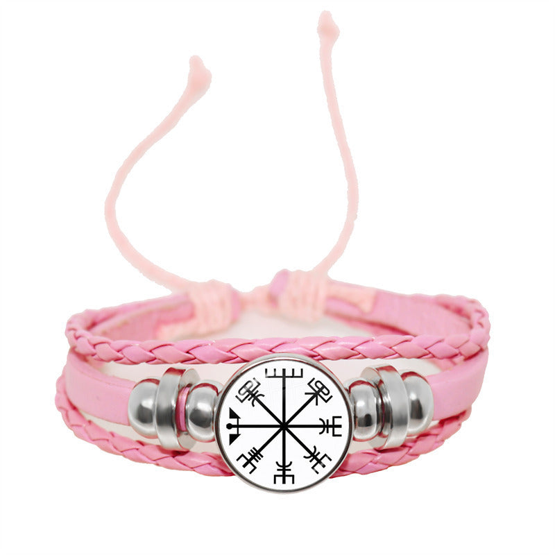 Unisex Leather Bracelet Retro Geometric Pattern Adjustable Woven Strap Wristbands Fashion Jewelry Everyday Use