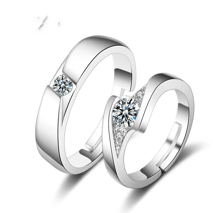 Couple Rings Korean Fashion Jewelry Gift White Copper Electroplated Open Rings Women Men Matching Promise Bands