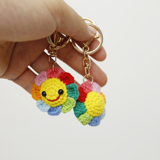 Handmade Sunflower Pendant Keychain Woven Wool Accessory