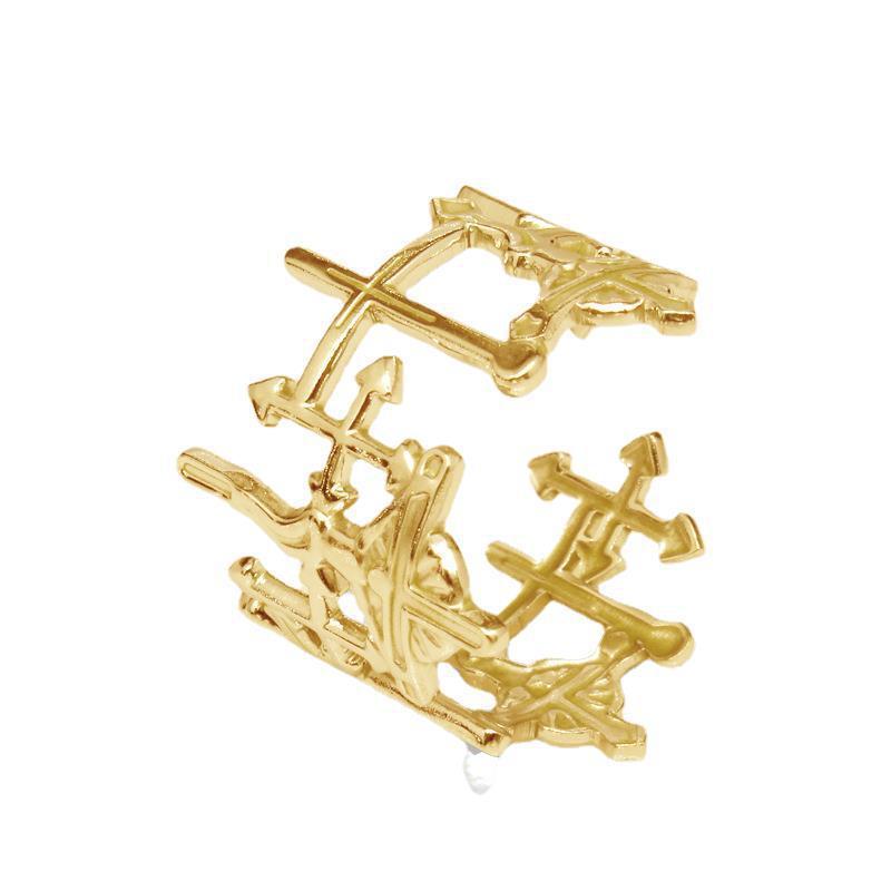 Geometrical Titanium Steel Adjustable Ring Electroplated Metal Jewelry Cross Love Redemption for Women Fashion