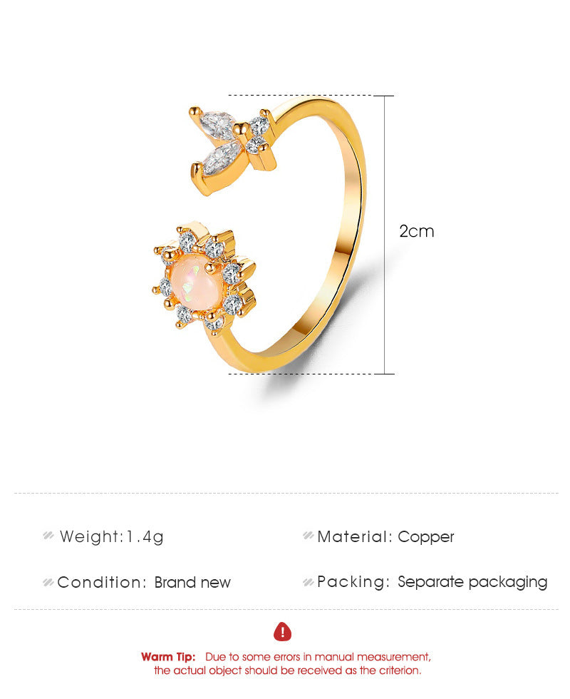 Copper Ring Sunflower Design Dream Ring European American Flower Jewelry Fashion Accessory Elegant Everyday Wear
