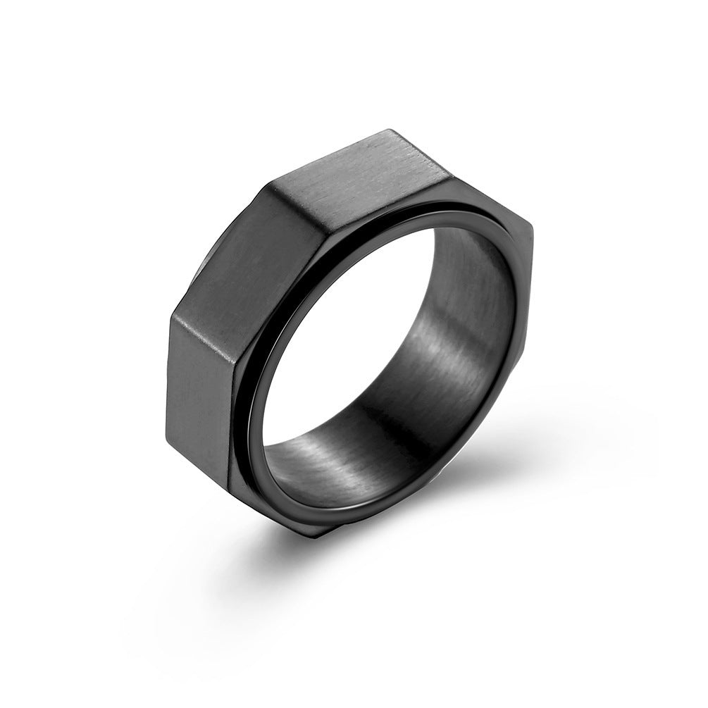 Octagon Nut Titanium Steel Rotating Decompression Ring Unisex Jewelry Size 7 8 9 10 11 12 Stylish Unisex Accessory