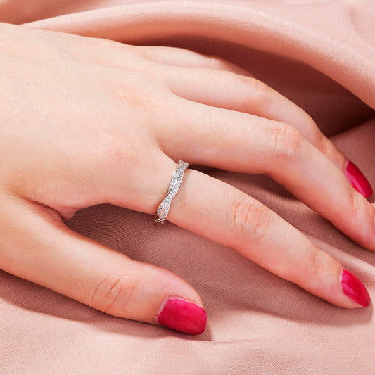 Womens Copper Ring With Zircon Knotted Ring Vintage Fashion Electroplated Jewelry Anniversary Ring Europe Style