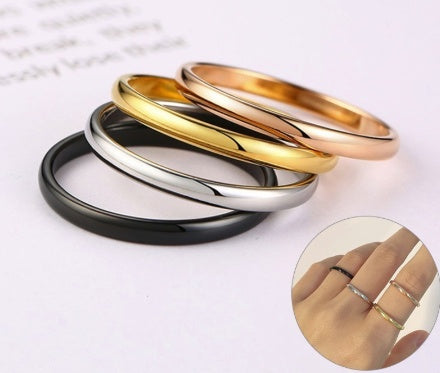 Stainless Steel Ring Minimalist Glossy Band For Everyday