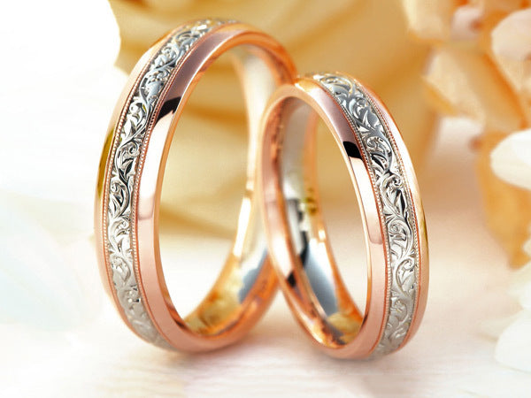 Rose Flower Couple Ring European And American Rose Gold Plated Ring For Men And Women Two Color Wedding Ring Couples