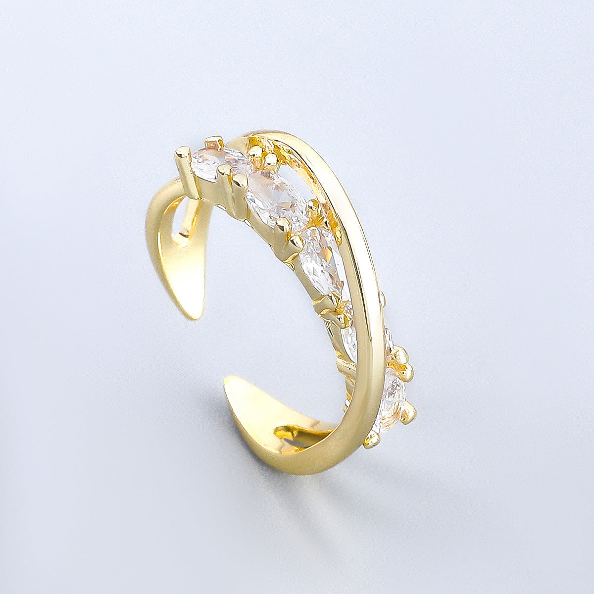 Womens Diamond Rhinestone Cross Ring Copper Micro Pave Geometric Gold Jewelry Fashion Ring Gift for Her Timeless Piece