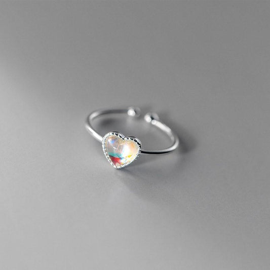 Womens Adjustable Open End Ring Silver Electroplated Copper with Zircon Inlay Love Jewelry Gift Ideal gift for her