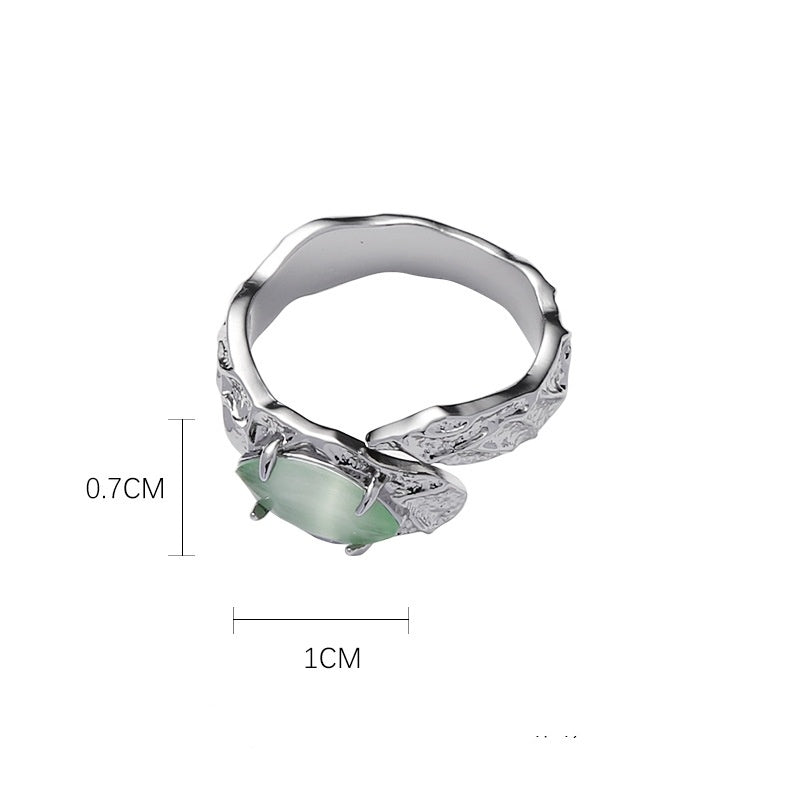 Ladies Cat Eye Gemstone Ring Geometric Alloy Electroplated Jewelry Elegant Durable Statement Piece for Her Now