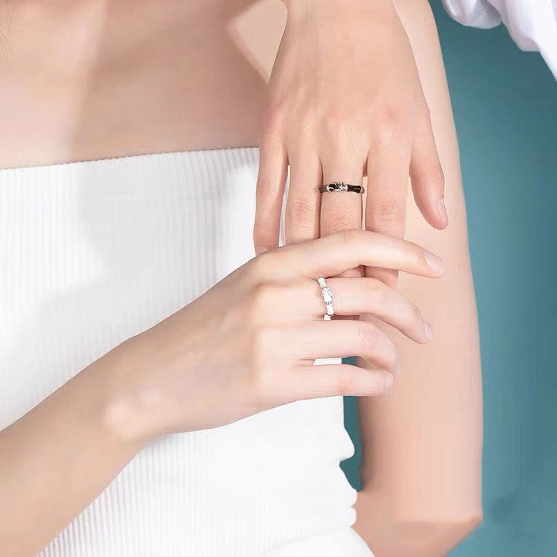 Couple Rings Matching Set For Him And Her Copper Tide Design Promise Rings Beautiful Appearance For Lovers Joy