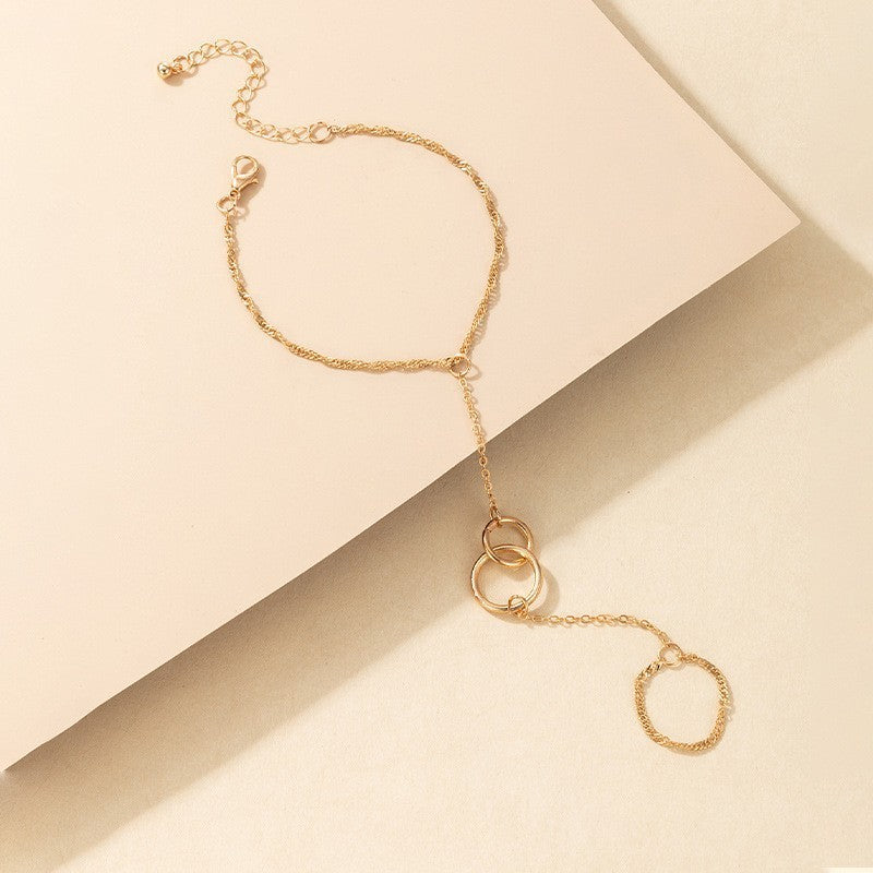 Womens Finger Chain Bracelet Hand Chain Bohemian Jewelry Ethnic Geometric Alloy Round Elements For Daily Style