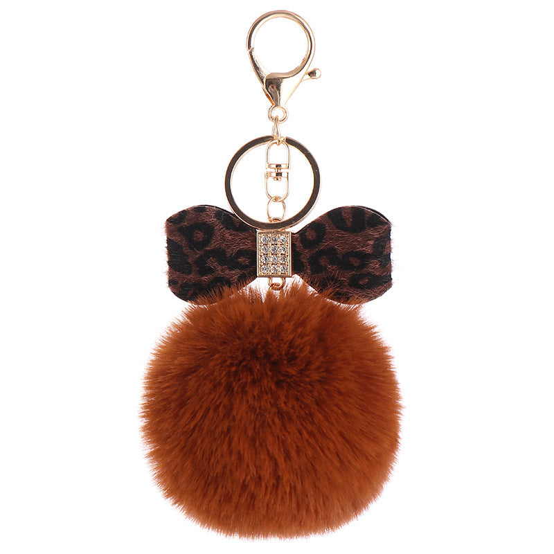 Fur Ball Leopard Keychain Fluffy Pom Pom Pendant For Backpacks Purses Bags Rabbit Hair Cute Gift Idea For All Ages