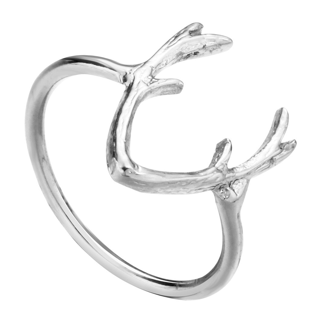 Womens Metallic Elk Rings Animal Inspired Jewelry Adjustable Opening Gold Silver Ring Unique Gift Idea For Her