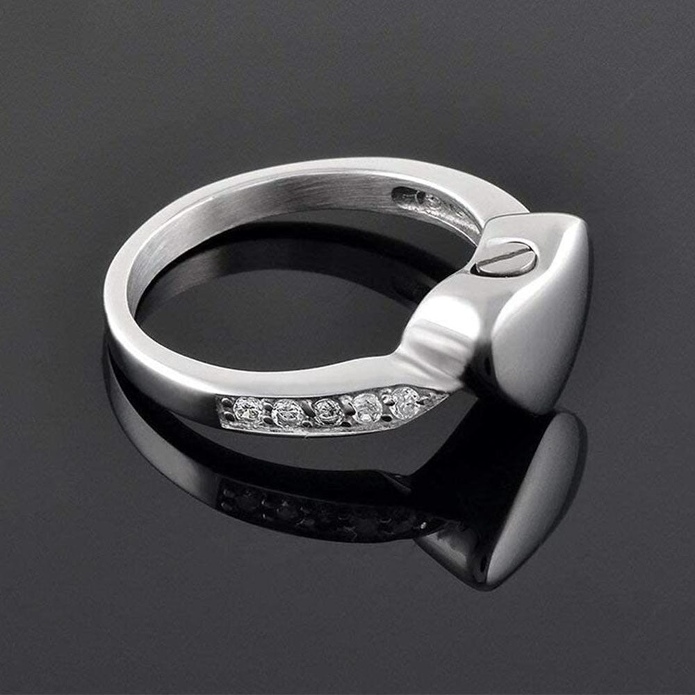 Unisex Heart Ring Stainless Steel Diamond Open Heart Shape Jewelry Elegant Classic Designer Gift for Men Women