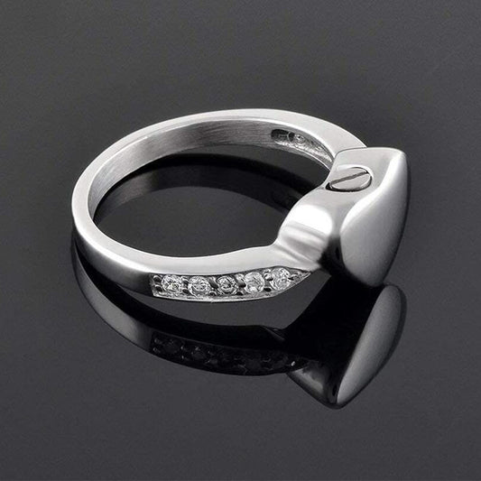Unisex Heart Ring Stainless Steel Diamond Open Heart Shape Jewelry Elegant Classic Designer Gift for Men Women