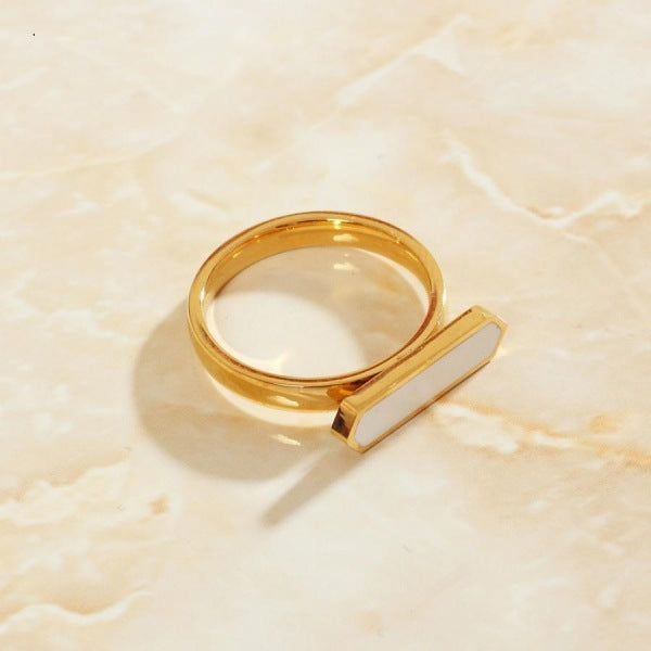 Men's Fashion Titanium Steel Ring Electroplated Stainless Steel Band Simple Stylish Plating Ring for Men Black and White