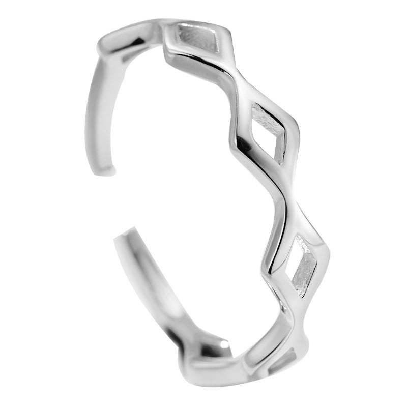 S925 Sterling Silver Diamond  Korean Style Trendy Square Ring