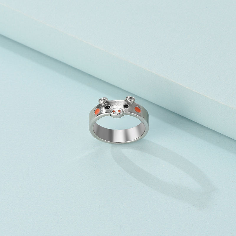 Pig Zodiac Animal Ring European American Fashion Jewelry Alloy Gift Ring Individually Packed Elegant Accessory