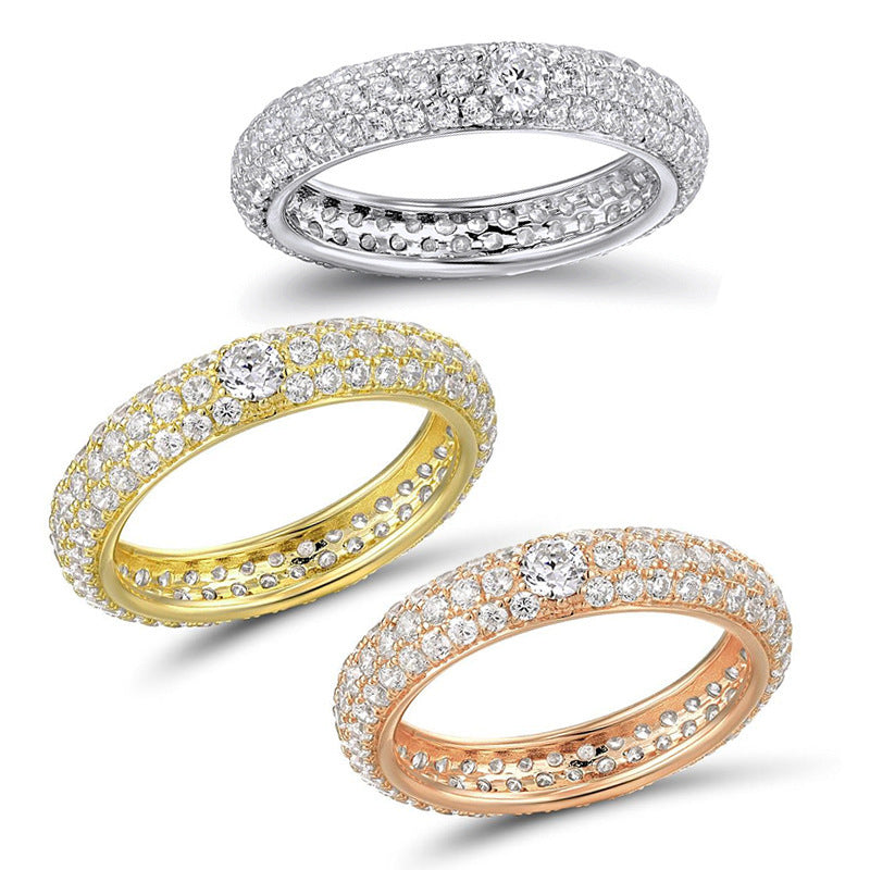 Geometric Ring With Gemstone Inlaid Brass Base Elegant European Style Jewelry For Women Elegant Everyday Shine