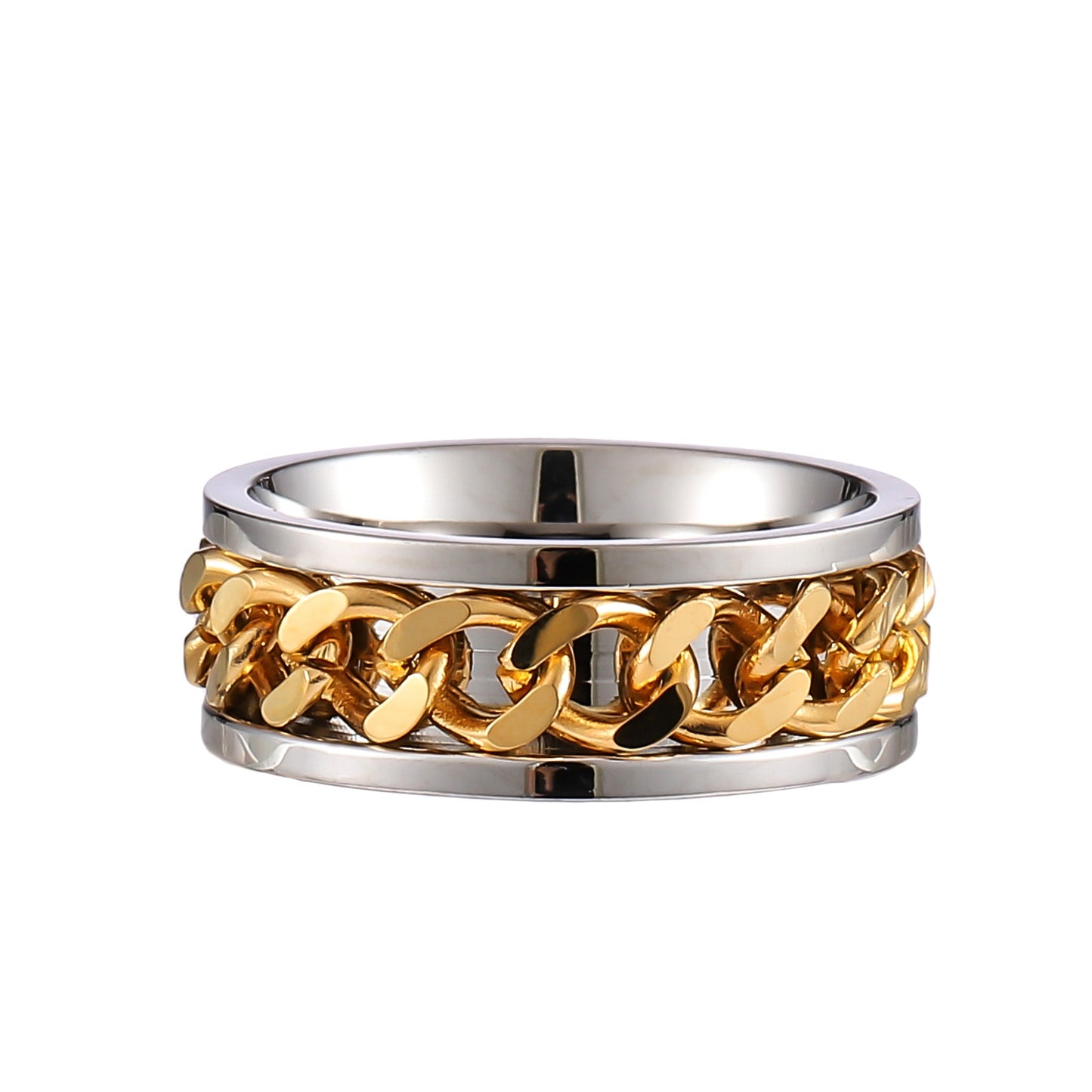 Unisex Stainless Steel Mahjong Ring With Eng Letters And Chinese Characters For Men And Women Casual Band Ring